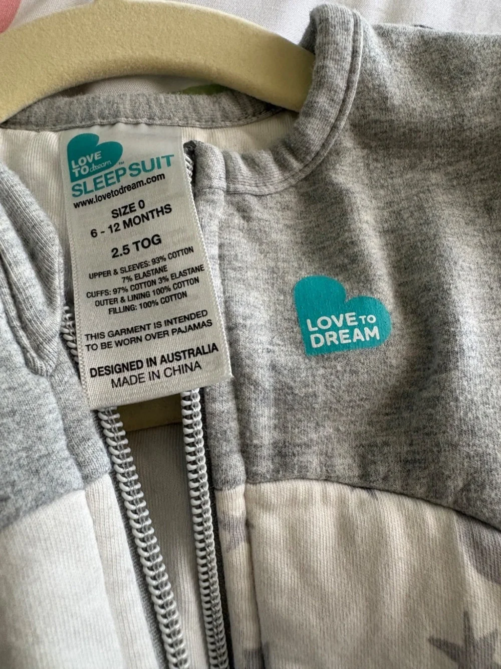 Two 6-12 Month Love to Dream Sleep Suits (1 & 2.5 TOG)
